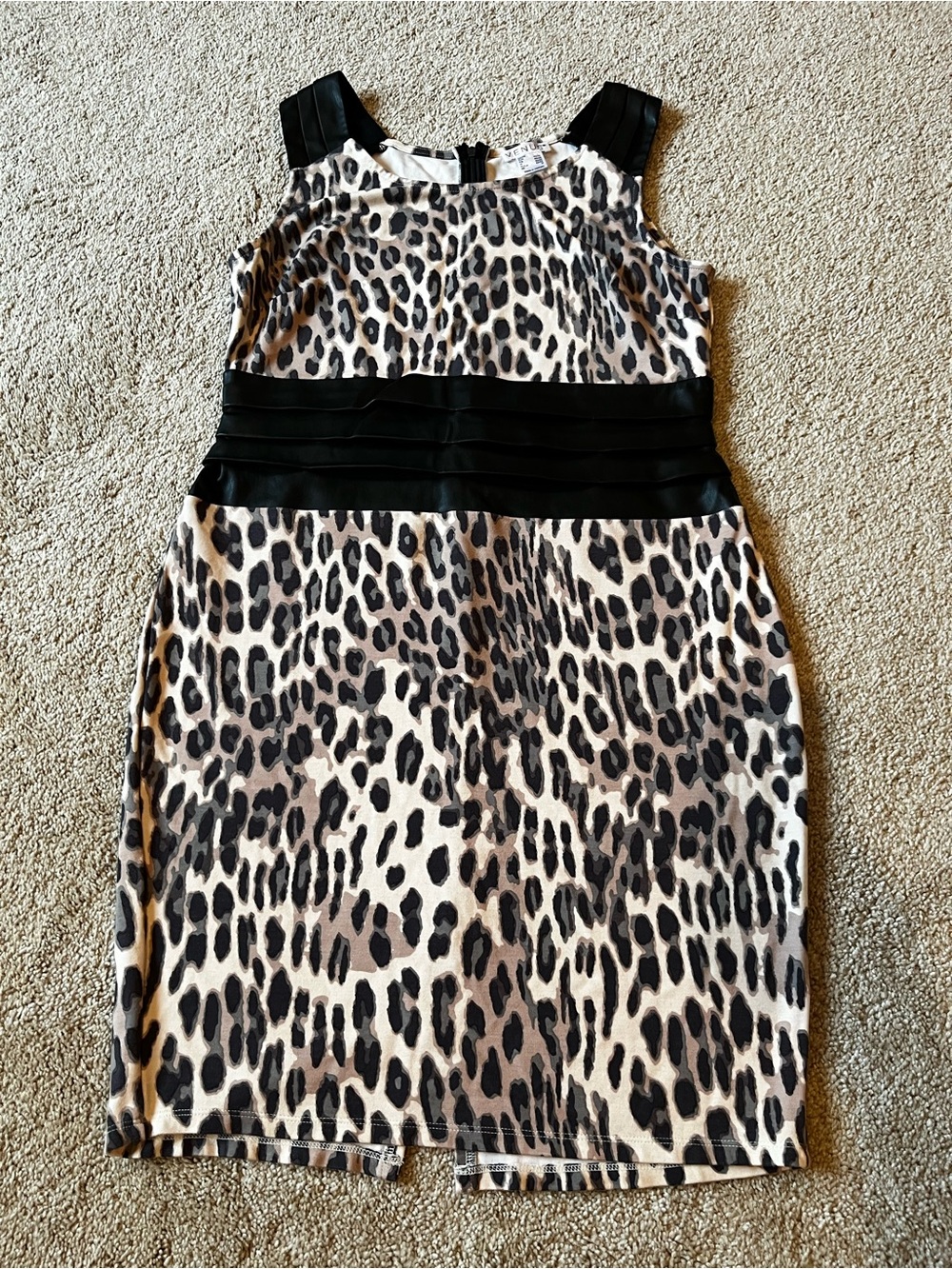 VENUS Black and Leopard Print Women’s Dress